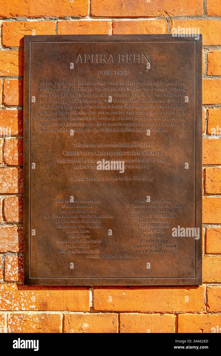 Aphra Behn était une dramaturge anglaise, poète, écrivaine en prose et traductrice de l'ère de la restauration. Comme l'une des premières anglaises à gagner sa vie Banque D'Images