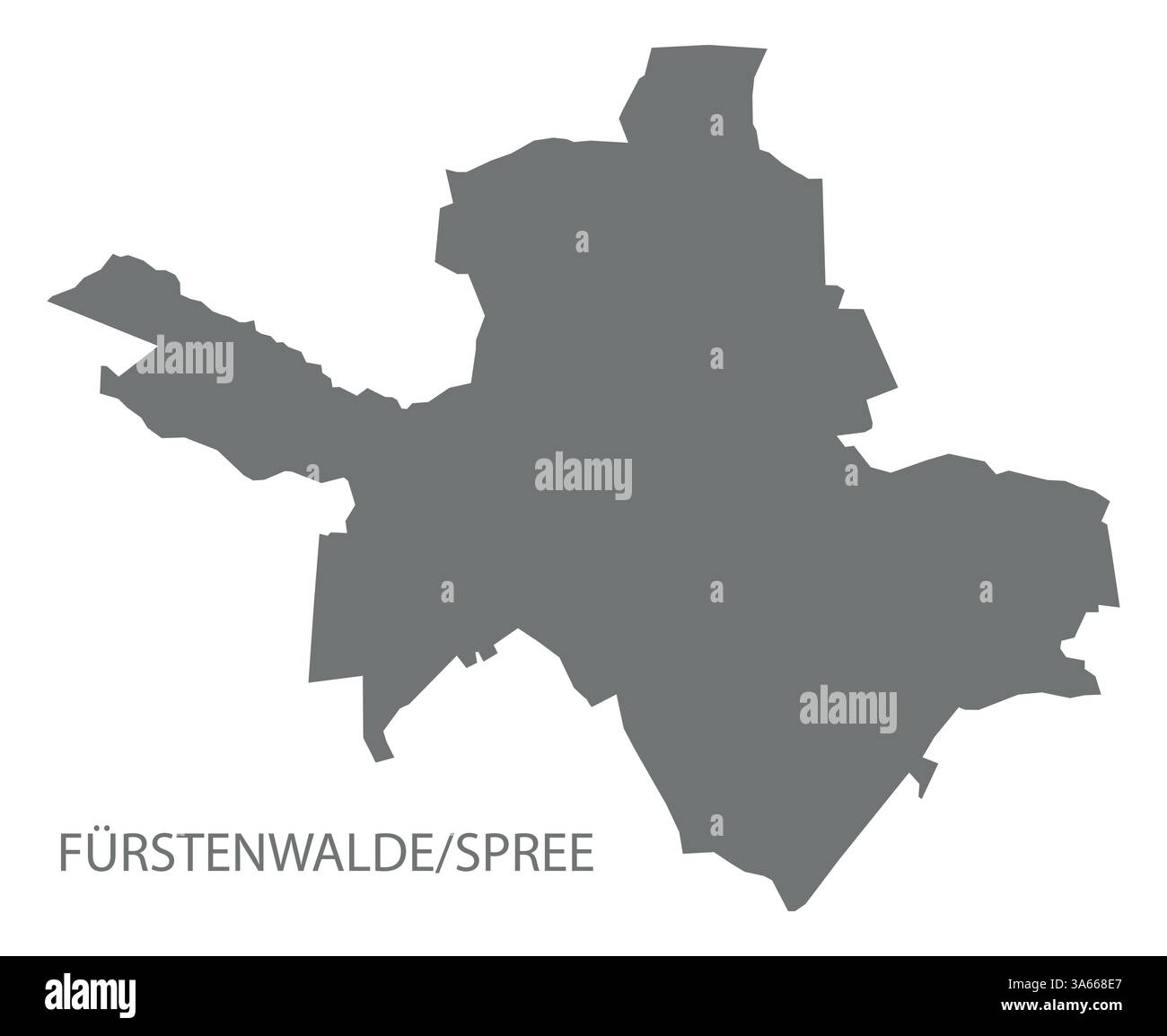 Carte de la ville de Fürstenwalde Spree avec la forme de silhouette d'illustration grise de Boroughs Illustration de Vecteur
