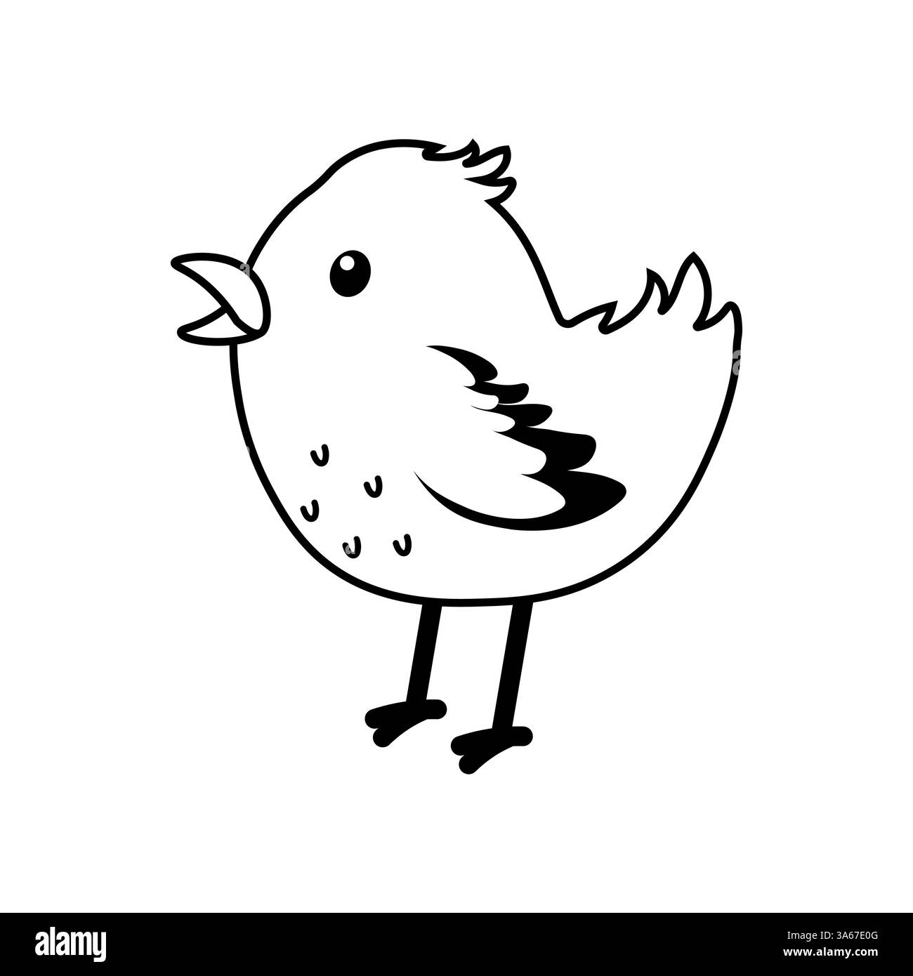 Oiseau de dessin animé mignon chantant joyeusement dans une illustration légère Illustration de Vecteur