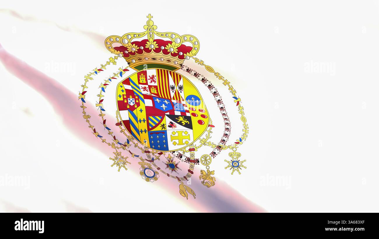 Rendu 3D - drapeau du Royaume des deux-Siciles flottant dans le vent. Banque D'Images