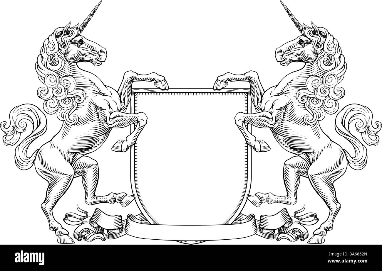 Blason héraldique à motif licorne pour cheval Illustration de Vecteur