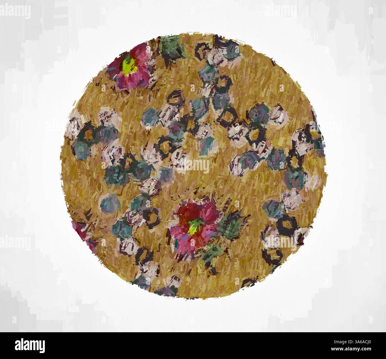 Une tapisserie vibrante avec un motif complexe de fleurs colorées et de feuillage, le tout sur un fond riche et texturé qui ajoute de la profondeur et de la chaleur. Art classique avec une touche moderne réinventé par Artotop, transformé les tissus français, première moitié du XIXe siècle Banque D'Images