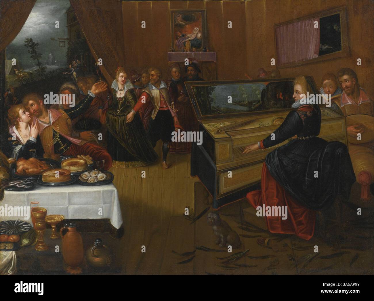 "Une scène du banquet, une allégorie sur l'amour et la luxure' par Hieronymus Francken I Banque D'Images