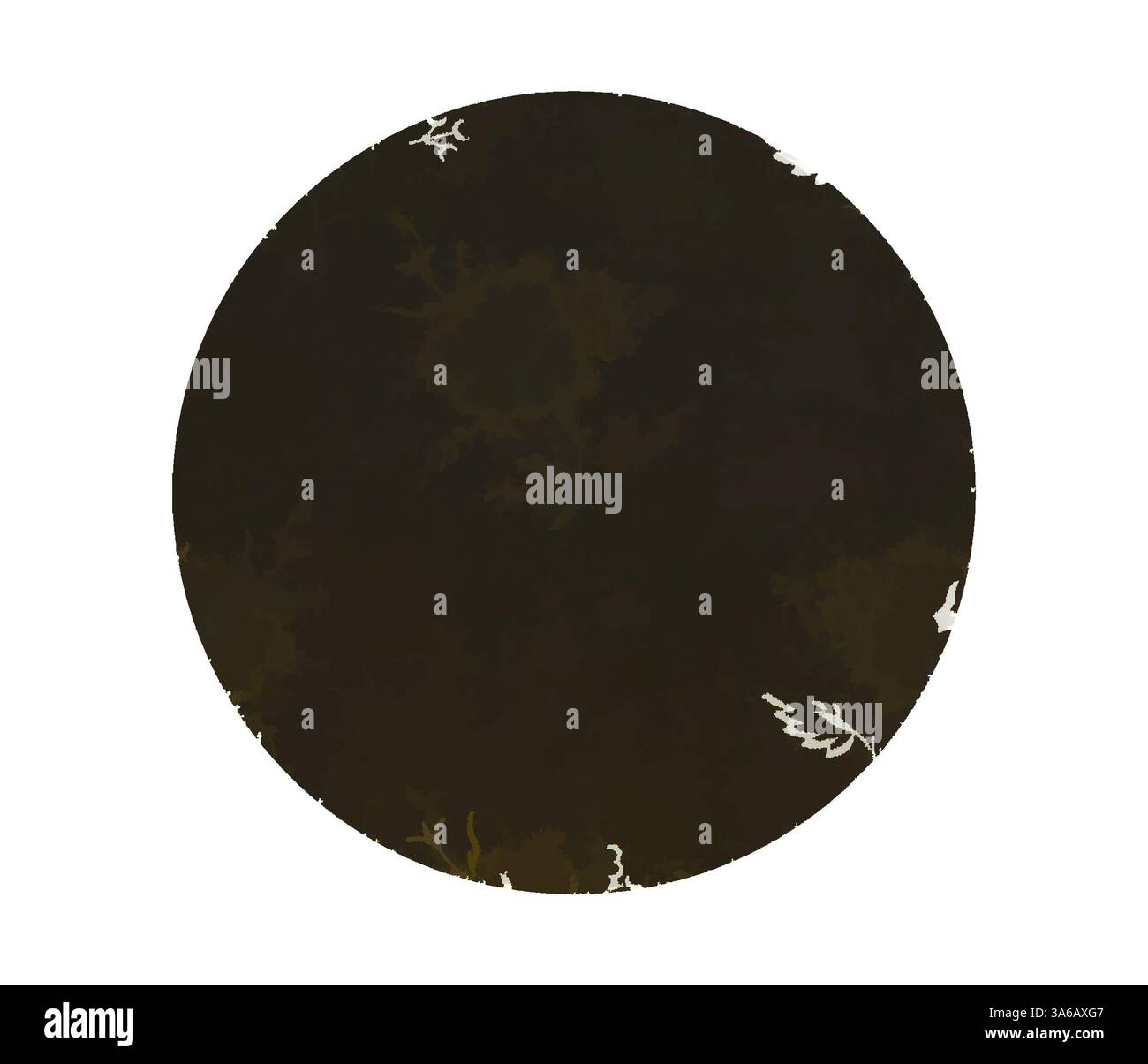 Un design circulaire avec un fond sombre orné de motifs floraux délicats et clairs, créant un contraste fascinant. Art classique avec une touche moderne réinventé par Artotop, transformé les tissus français, première moitié du XIXe siècle Banque D'Images