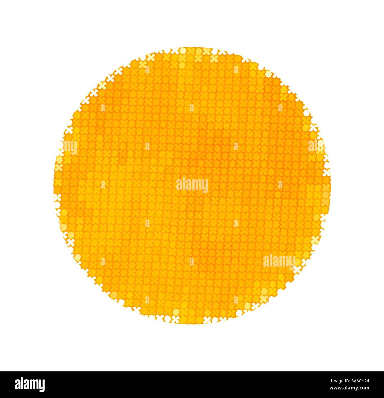 Un cercle vibrant et texturé rempli d'un motif en nid d'abeilles, rayonnant de chaleur et de douceur. Art classique avec une touche moderne réinventé par Artotop, transformé les tissus français, première moitié du XIXe siècle Banque D'Images