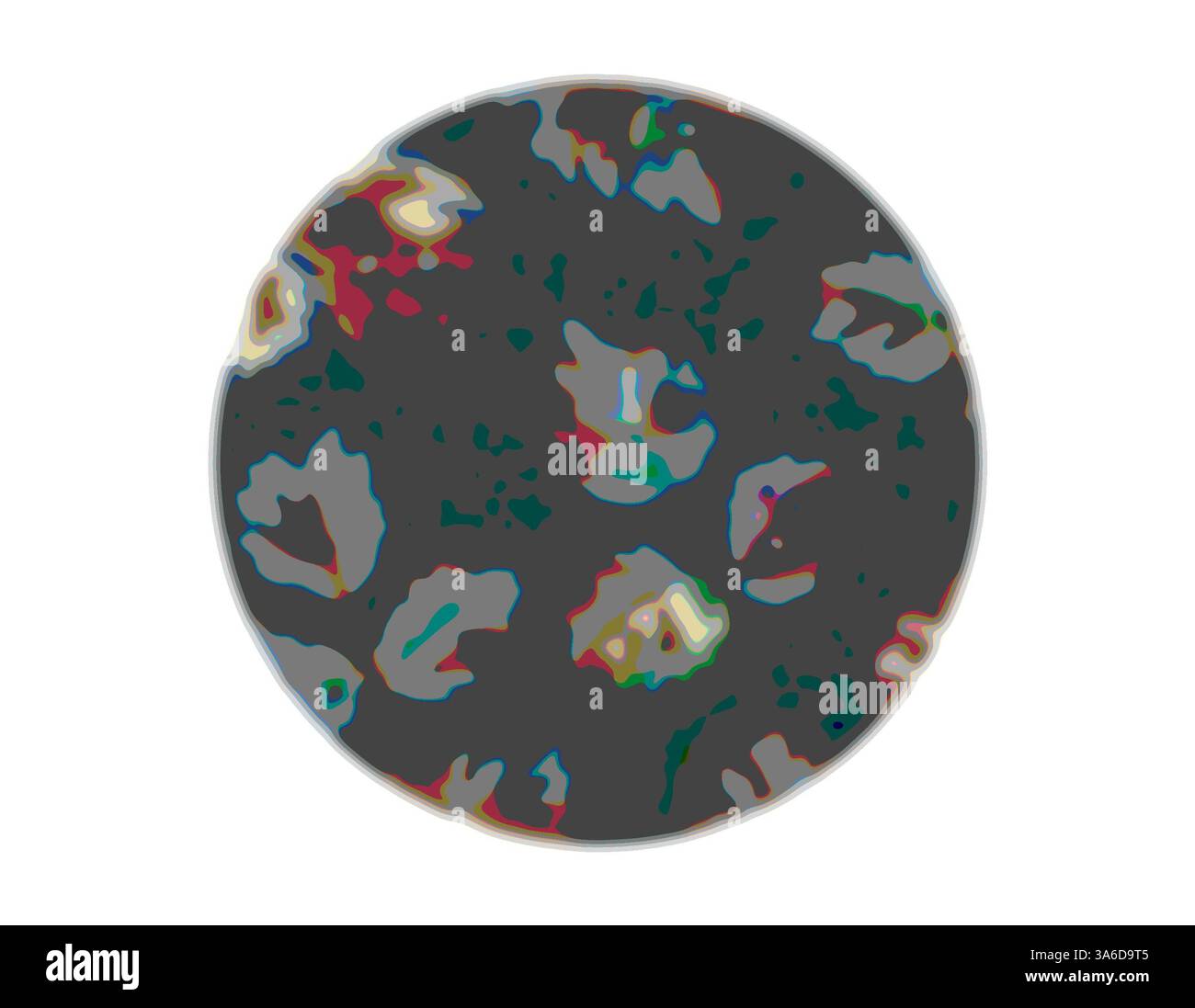 Un motif circulaire avec un design abstrait de formes et de couleurs discrètes, rappelant les textures naturelles. Art classique avec une touche moderne réinventé par Artotop, transformé les tissus français, première moitié du XIXe siècle Banque D'Images