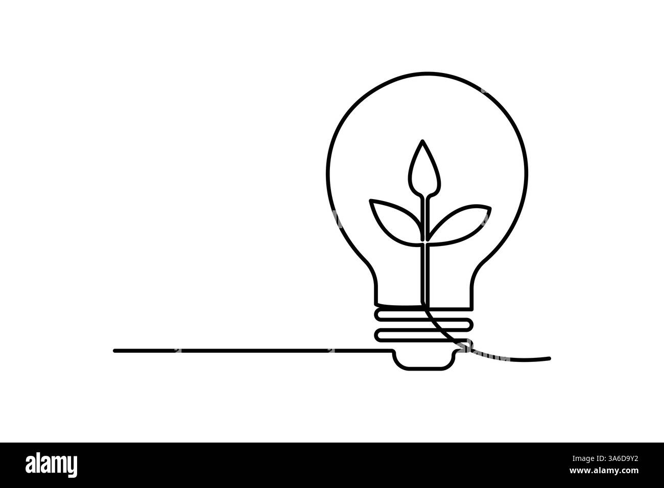 Écologie durable dessin continu d'une ligne de conception vectorielle de contour isolé fond noir blanc Illustration de Vecteur