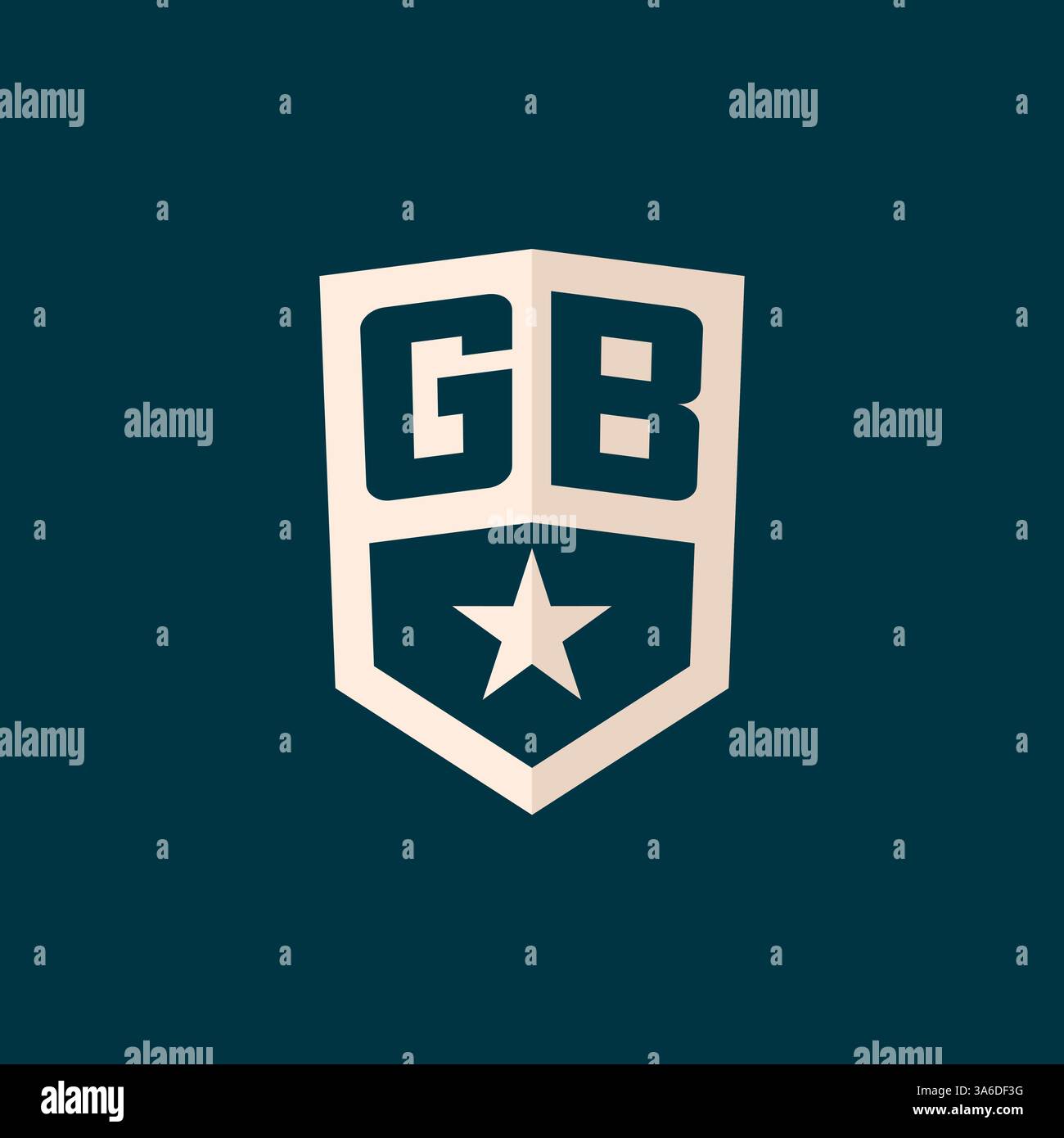 Symbole initial de bouclier d'étoile de logo GB avec graphique vectoriel de conception simple Illustration de Vecteur