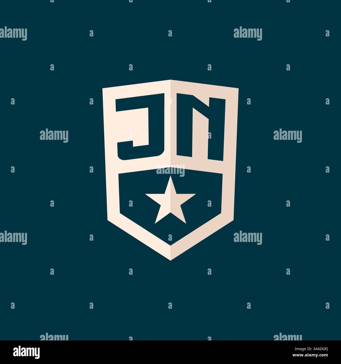 Symbole de bouclier d'étoile de logo JN initial avec graphique vectoriel de conception simple Illustration de Vecteur