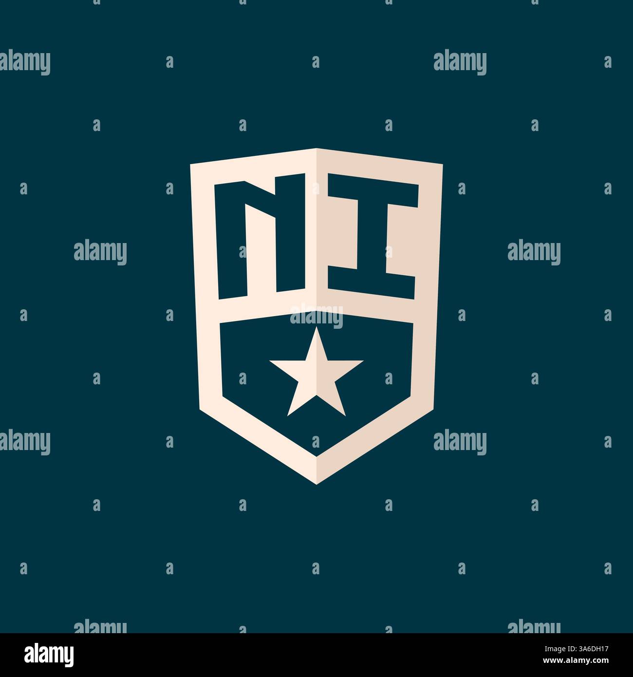 Symbole de bouclier d'étoile de logo ni initial avec graphique vectoriel de conception simple Illustration de Vecteur