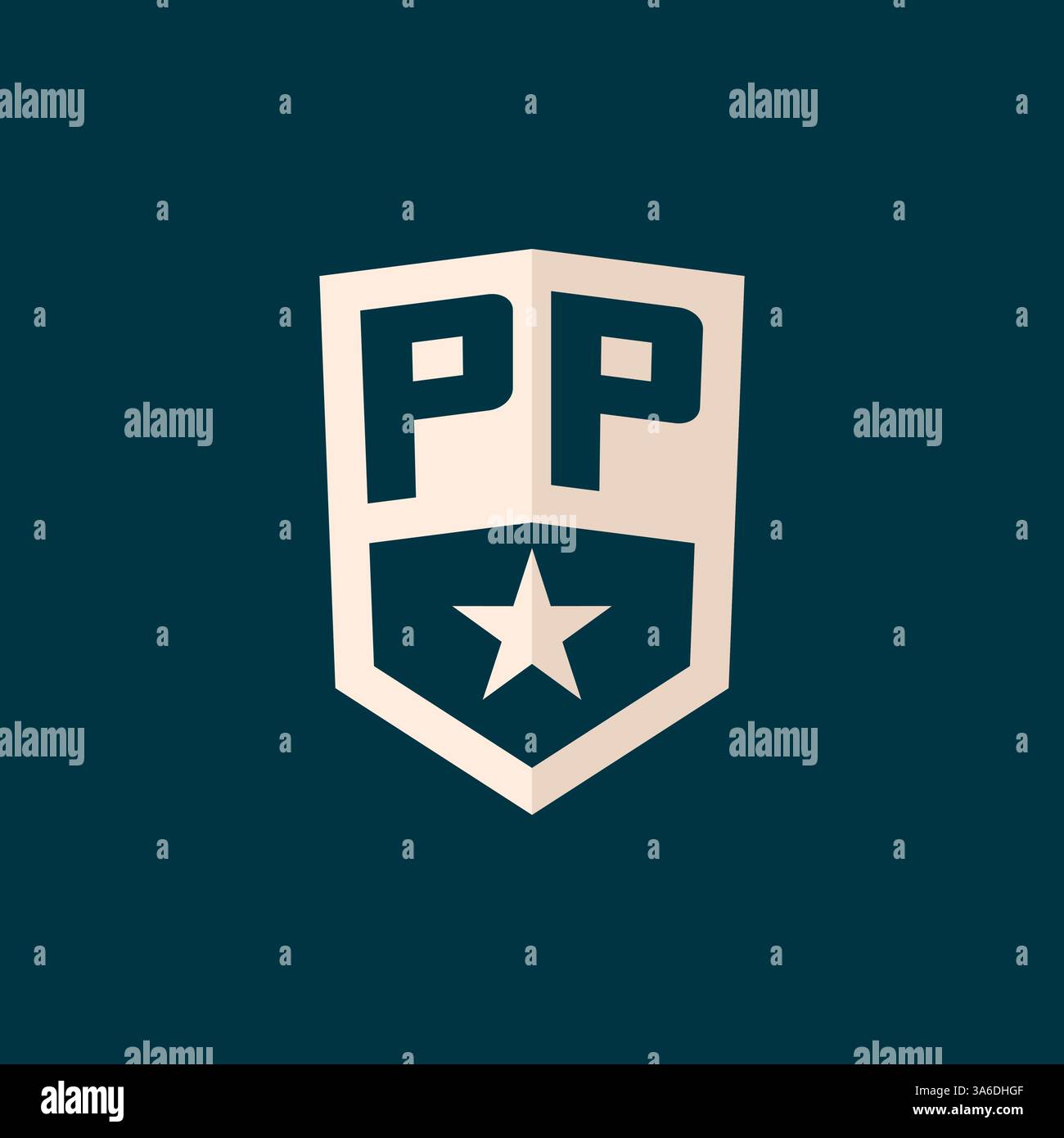 Logo PP initial symbole de bouclier d'étoile avec graphique vectoriel de conception simple Illustration de Vecteur