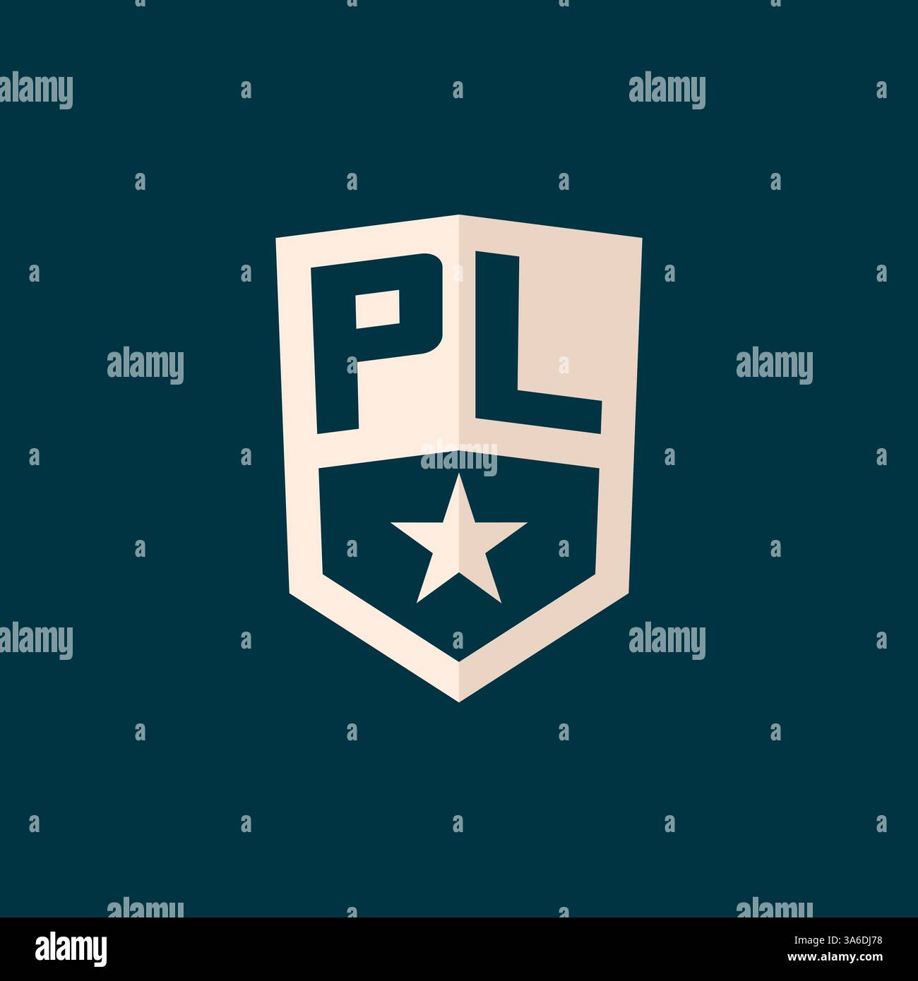 Logo PL initial symbole de bouclier d'étoile avec graphique vectoriel de conception simple Illustration de Vecteur