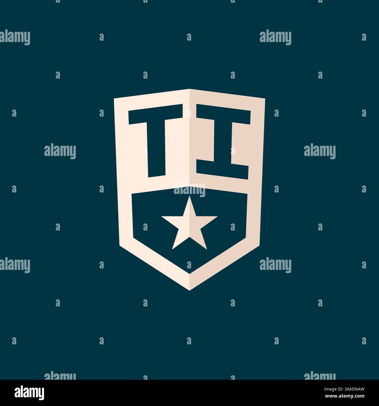 Logo TI initial symbole de bouclier d'étoile avec graphique vectoriel de conception simple Illustration de Vecteur