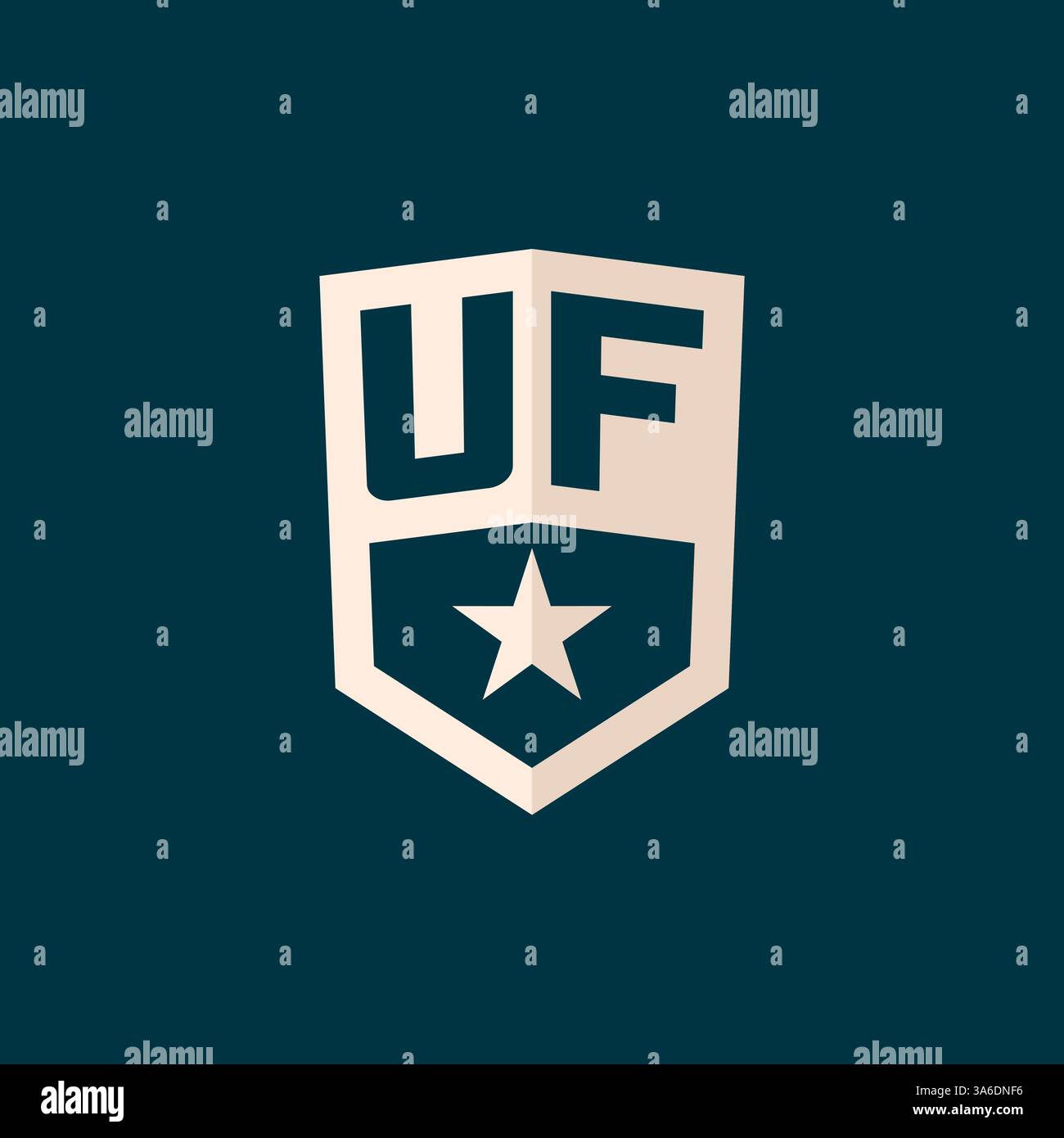 Symbole de bouclier d'étoile de logo UF initial avec graphique vectoriel de conception simple Illustration de Vecteur