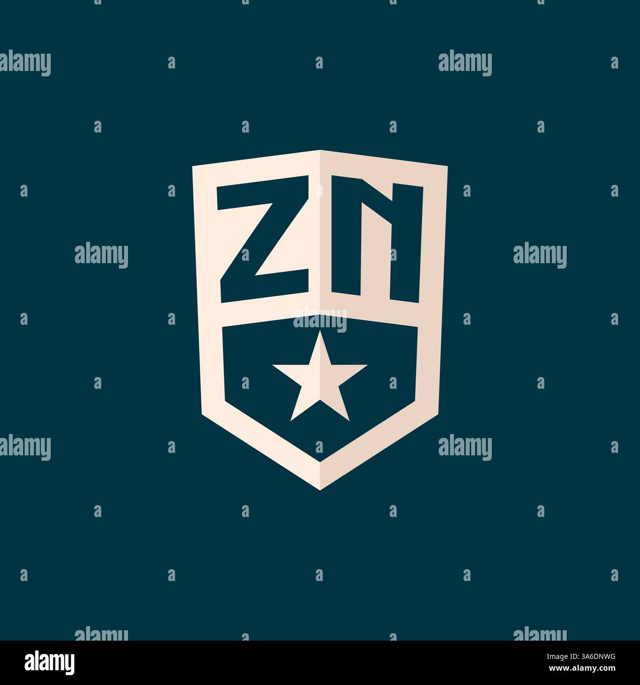 Symbole de bouclier d'étoile de logo Zn initial avec graphique vectoriel de conception simple Illustration de Vecteur
