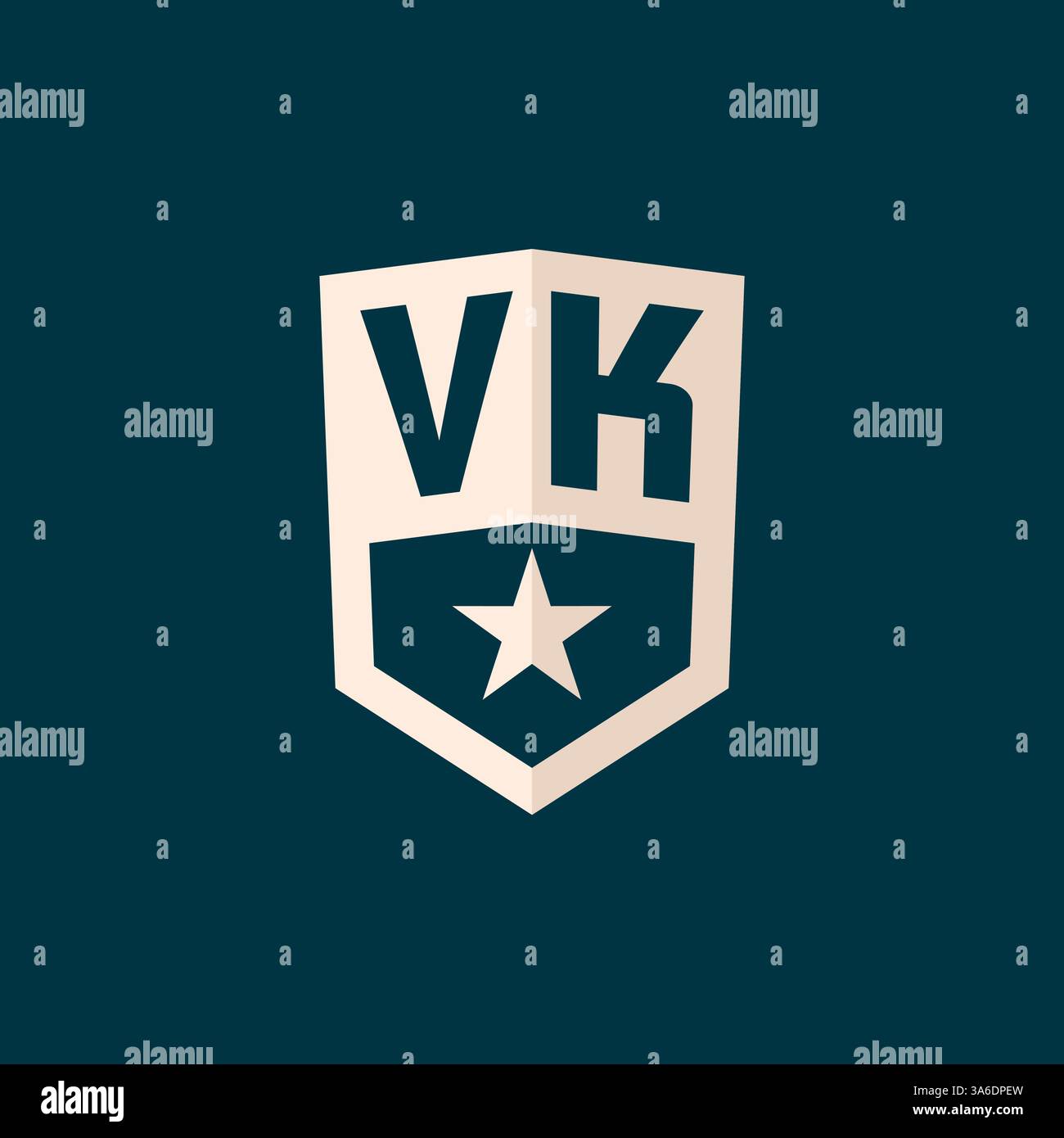 Symbole de bouclier d'étoile de logo VK initial avec graphique vectoriel de conception simple Illustration de Vecteur