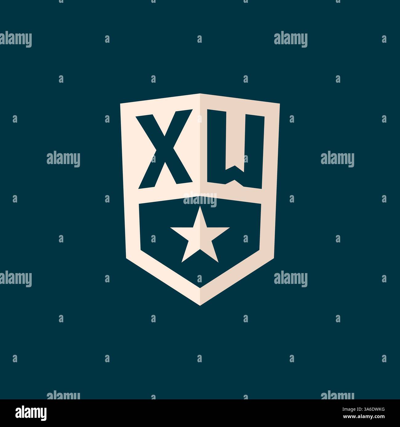 Logo XW initial symbole de bouclier d'étoile avec graphique vectoriel de conception simple Illustration de Vecteur