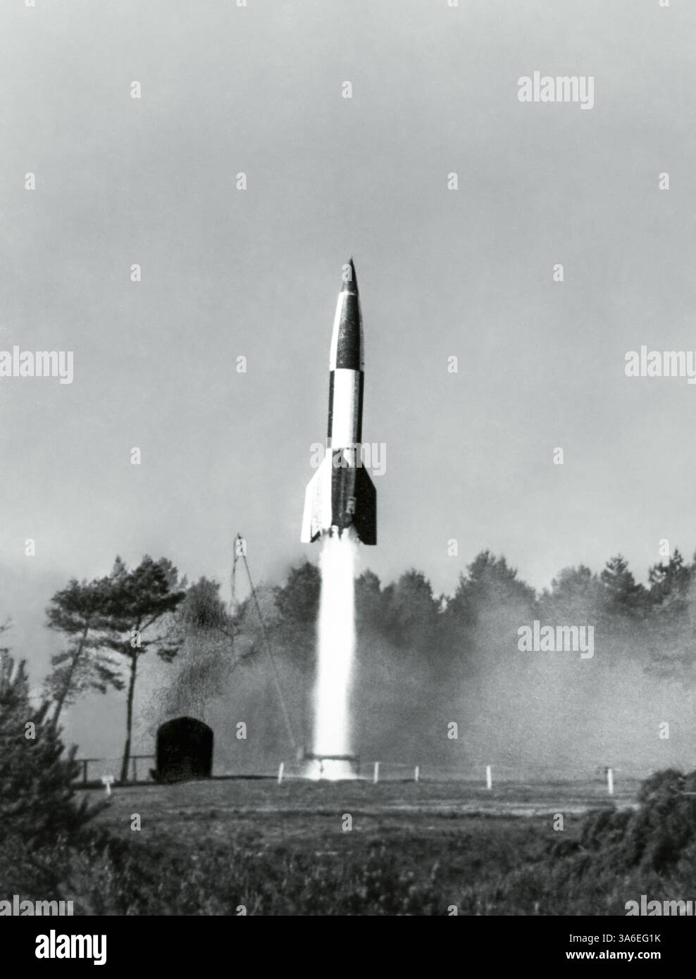 Missile balistique allemand V2 de la seconde Guerre mondiale à Peenemunde, en Allemagne Banque D'Images