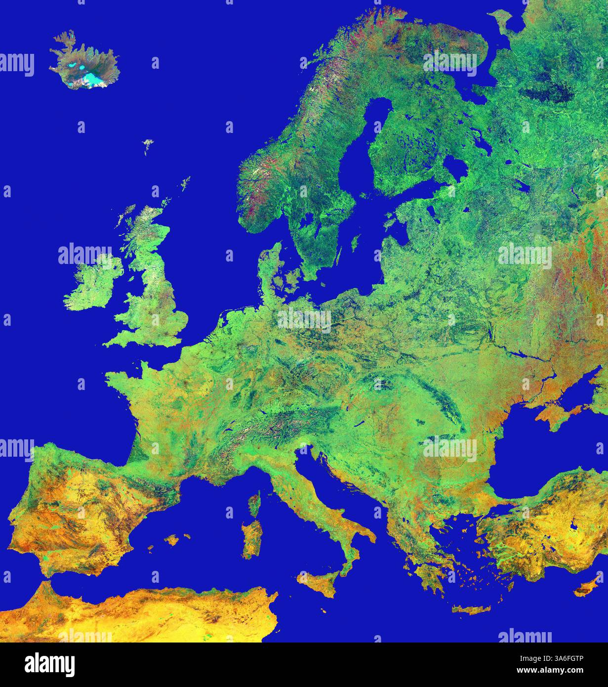 EUROPE - carte graphique de l'Europe créée à partir des images satellites de l'ESA - image : Geopix/ESA Banque D'Images