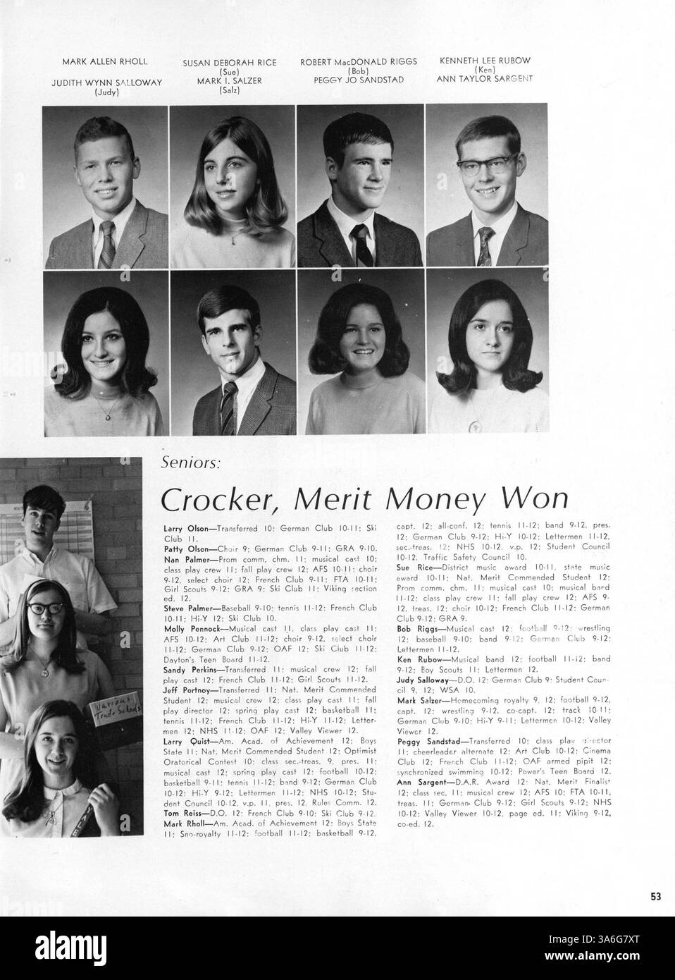 L'annuaire Viking 1969 de Golden Valley High comprend de la documentation sur les clubs de l'école, l'athlétisme, la vie étudiante et les événements majeurs de l'année scolaire 1968-1969. Banque D'Images