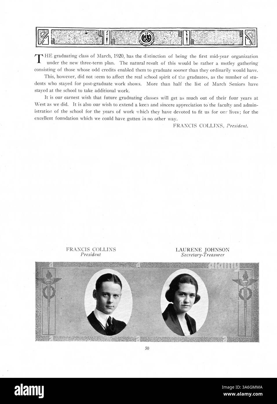 L'annuaire 1920 de West High Hesperian documente les activités des élèves, des enseignants et des athlètes, ainsi que les événements importants de l'année scolaire 1919-1920. Banque D'Images