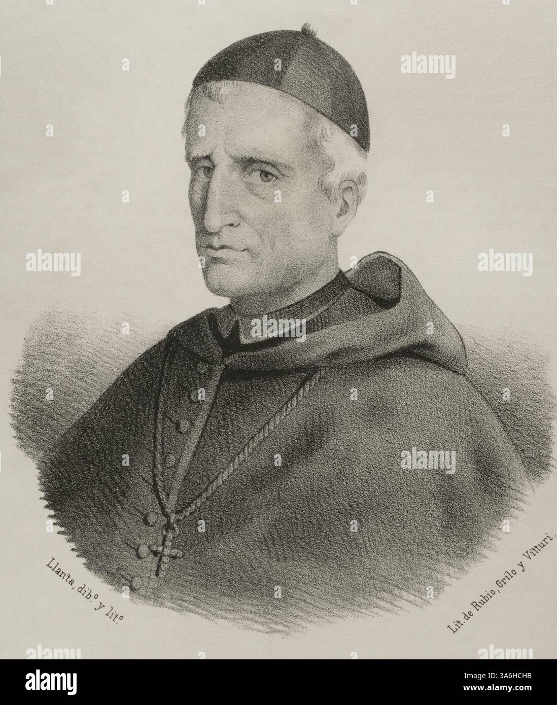 Joaquín de Eleta (Joaquín de Eleta y la Piedra) (1707-1788). Prêtre franciscain et évêque espagnol. Portrait. Dessin de Llanta. Lithographie. « Cronica General de España, Historia Ilustrada y Descriptiva de sus Provincias. Andalucia', 1869. Banque D'Images