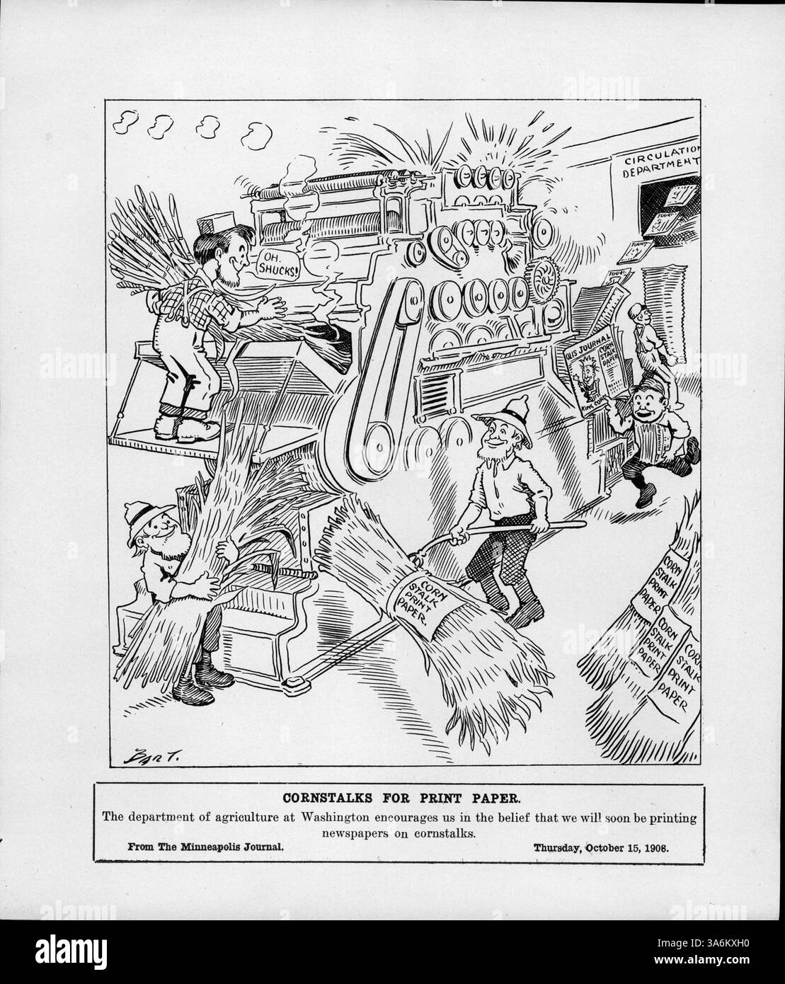 En 1917, le département de l'Agriculture des États-Unis a fait état d'un nouveau procédé d'utilisation des tiges de maïs pour l'impression du papier, offrant une alternative plus rentable à la pâte de bois traditionnelle. Banque D'Images