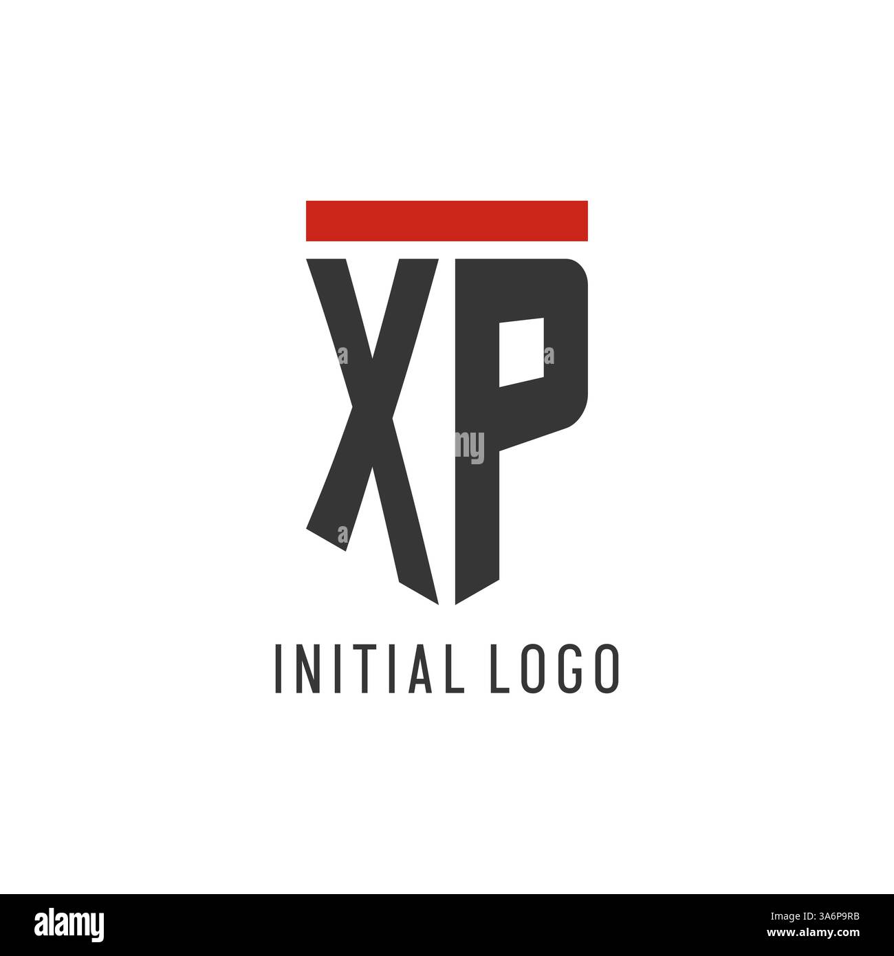 Logo eSport initial XP avec graphique vectoriel de style de conception de bouclier simple Illustration de Vecteur