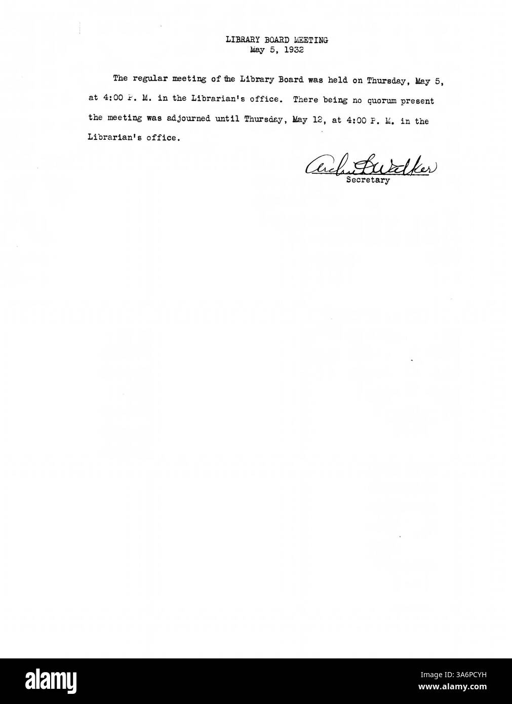 Ces 1932 procès-verbaux de réunion constituent un compte rendu des discussions du conseil d’administration de la Bibliothèque publique de Minneapolis sur la planification financière, la gouvernance des bibliothèques et l’adaptation des services aux difficultés économiques. Banque D'Images Ces 1932 procès-verbaux de réunion constituent un compte rendu des discussions du conseil d’administration de la Bibliothèque publique de Minneapolis sur la planification financière, la gouvernance des bibliothèques et l’adaptation des services aux difficultés économiques. Banque D'Images