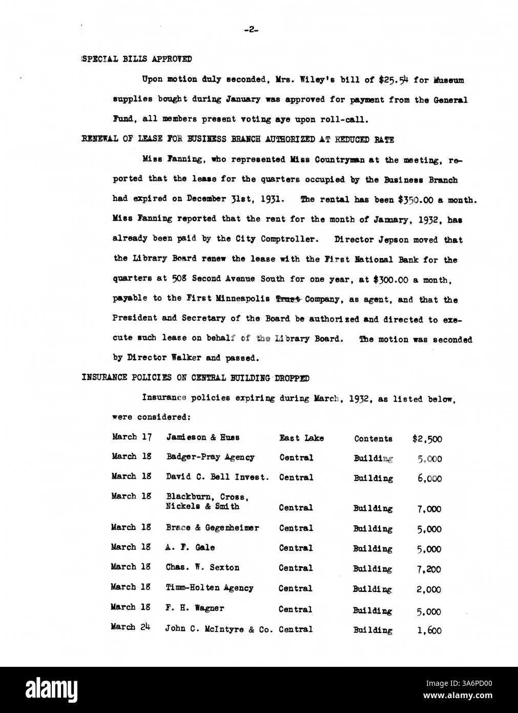 Les procès-verbaux de la réunion du conseil d'administration de la Bibliothèque publique de Minneapolis en 1932 reflètent d'importantes discussions sur la gestion des bibliothèques, les services publics et la planification financière pendant la Grande dépression. Banque D'Images Les procès-verbaux de la réunion du conseil d'administration de la Bibliothèque publique de Minneapolis en 1932 reflètent d'importantes discussions sur la gestion des bibliothèques, les services publics et la planification financière pendant la Grande dépression. Banque D'Images