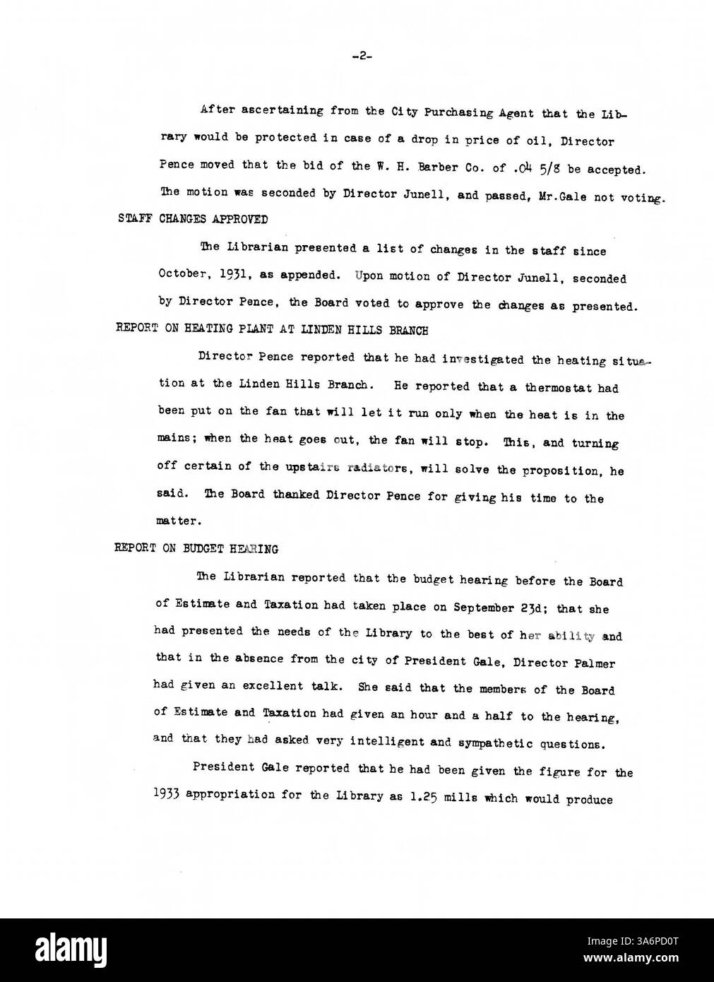 Les procès-verbaux du conseil d'administration de la Bibliothèque publique de Minneapolis de 1932 documentent les décisions sur le financement des bibliothèques, la prestation de services et les efforts de sensibilisation communautaire pendant la tension économique de la Grande dépression. Banque D'Images