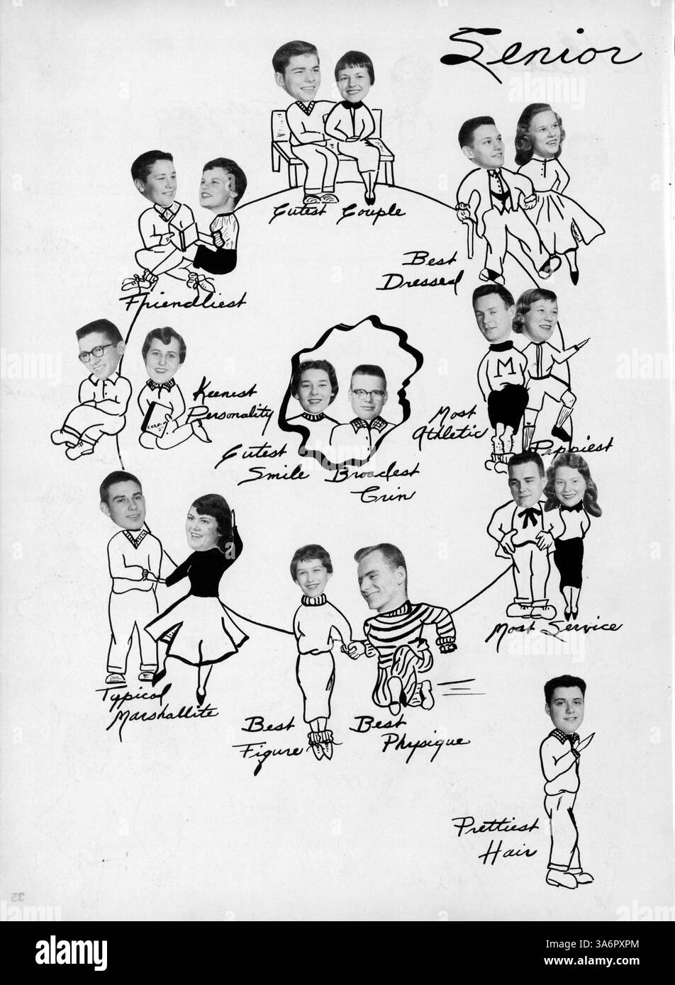 Cet annuaire du lycée, « Cardinal » 1957, documente les réalisations des étudiants, des équipes sportives, des clubs et des événements académiques à la Marshall High School au cours de l'année scolaire 1956-1957/09. Banque D'Images
