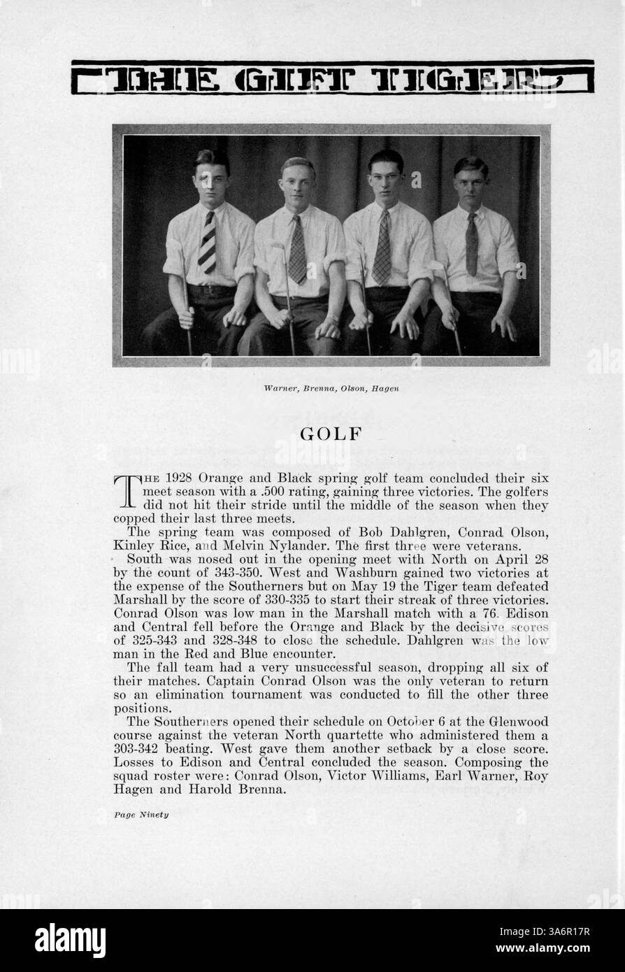 Le South High School Yarbook de 1928 à 1929, 'Tiger 1929', présente les étudiants, le personnel, l'athlétisme, et les clubs parascolaires de l'année scolaire. Il offre une perspective historique sur la vie scolaire à l'époque, y compris les aspects culturels afro-américains. Banque D'Images