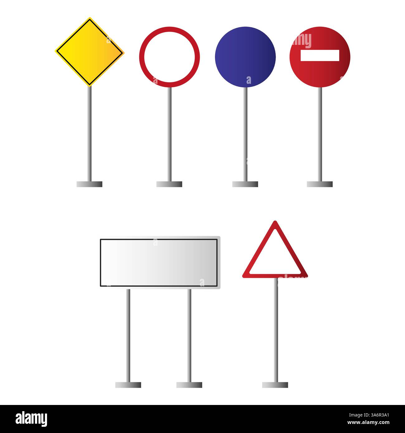 Jeu de panneaux de signalisation. Collection de panneaux de signalisation routière. Icônes de signalisation colorées. Symboles de rue vectoriels. Illustration de Vecteur