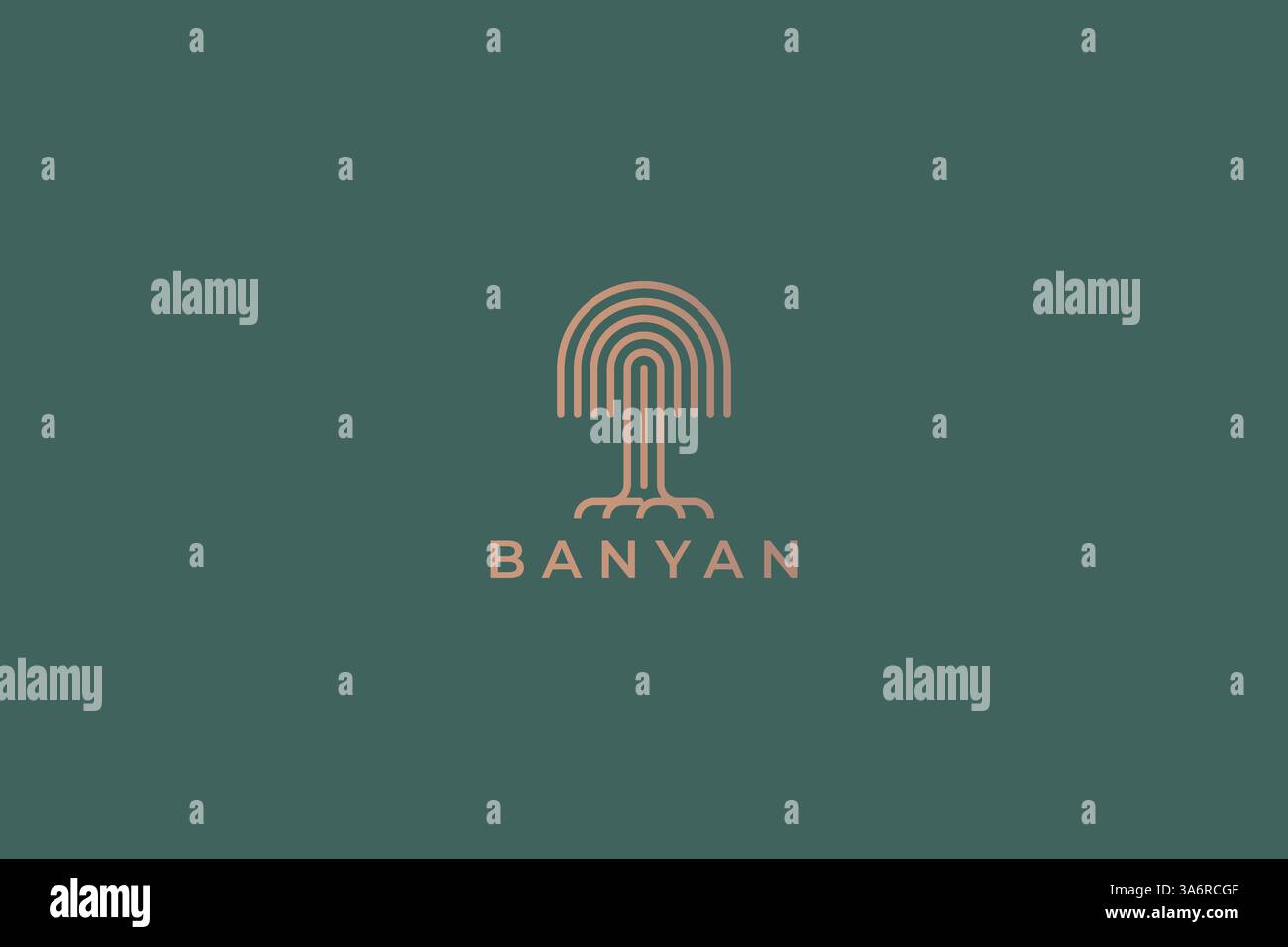 Design minimaliste du logo Banyan Tree avec un concept de luxe linéaire moderne et artistique Illustration de Vecteur