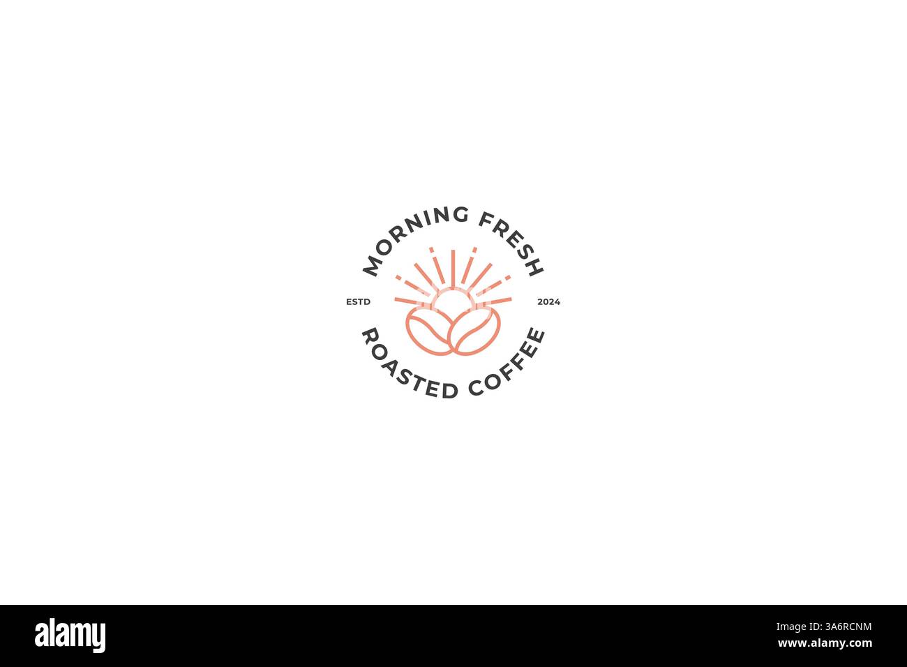 Morning Fresh Roasted Coffee Beans logo badge style simple identité de marque rétro Illustration de Vecteur
