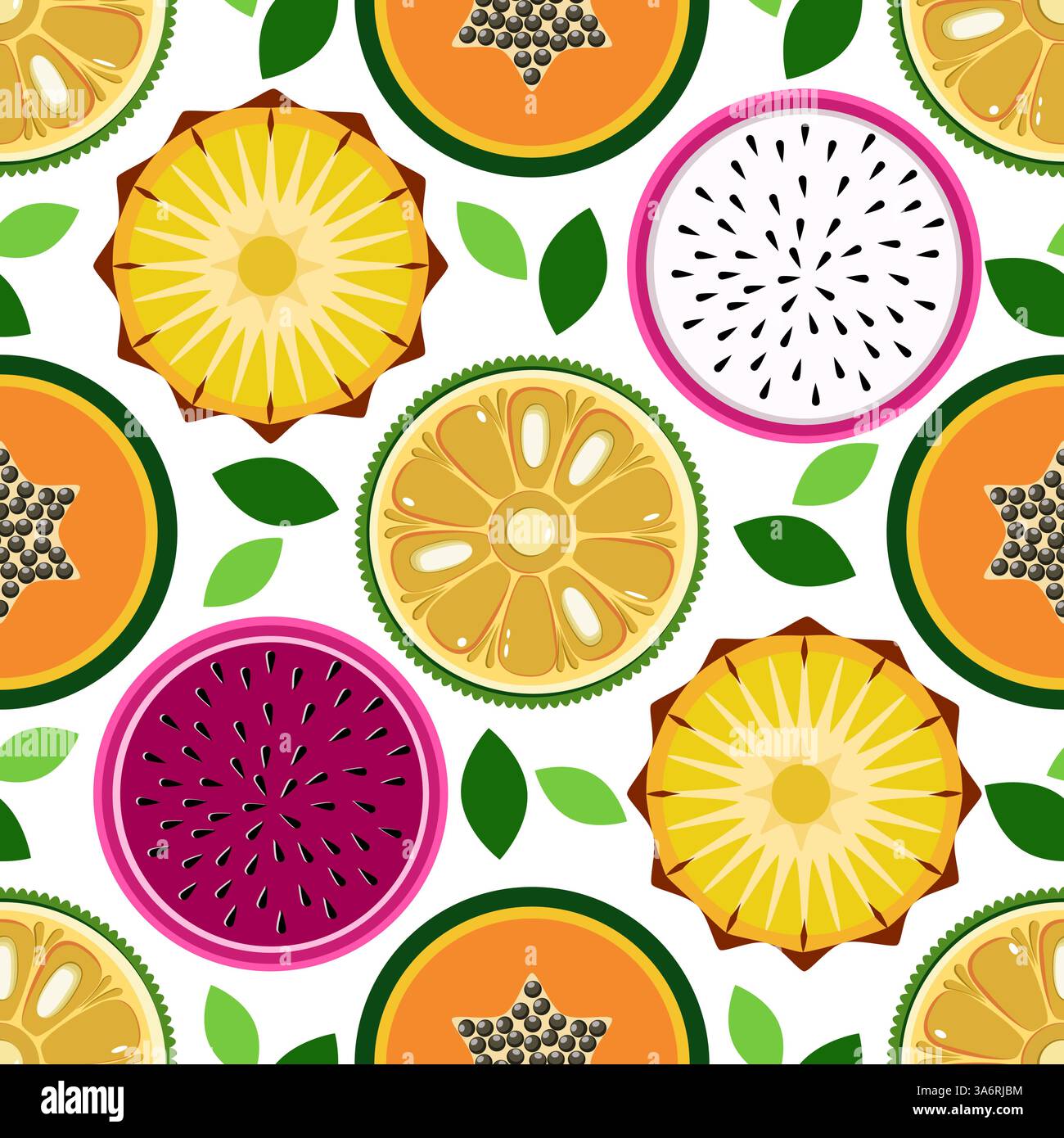 Fruits tropicaux et feuilles exotiques illustration vectorielle de modèle sans couture Illustration de Vecteur