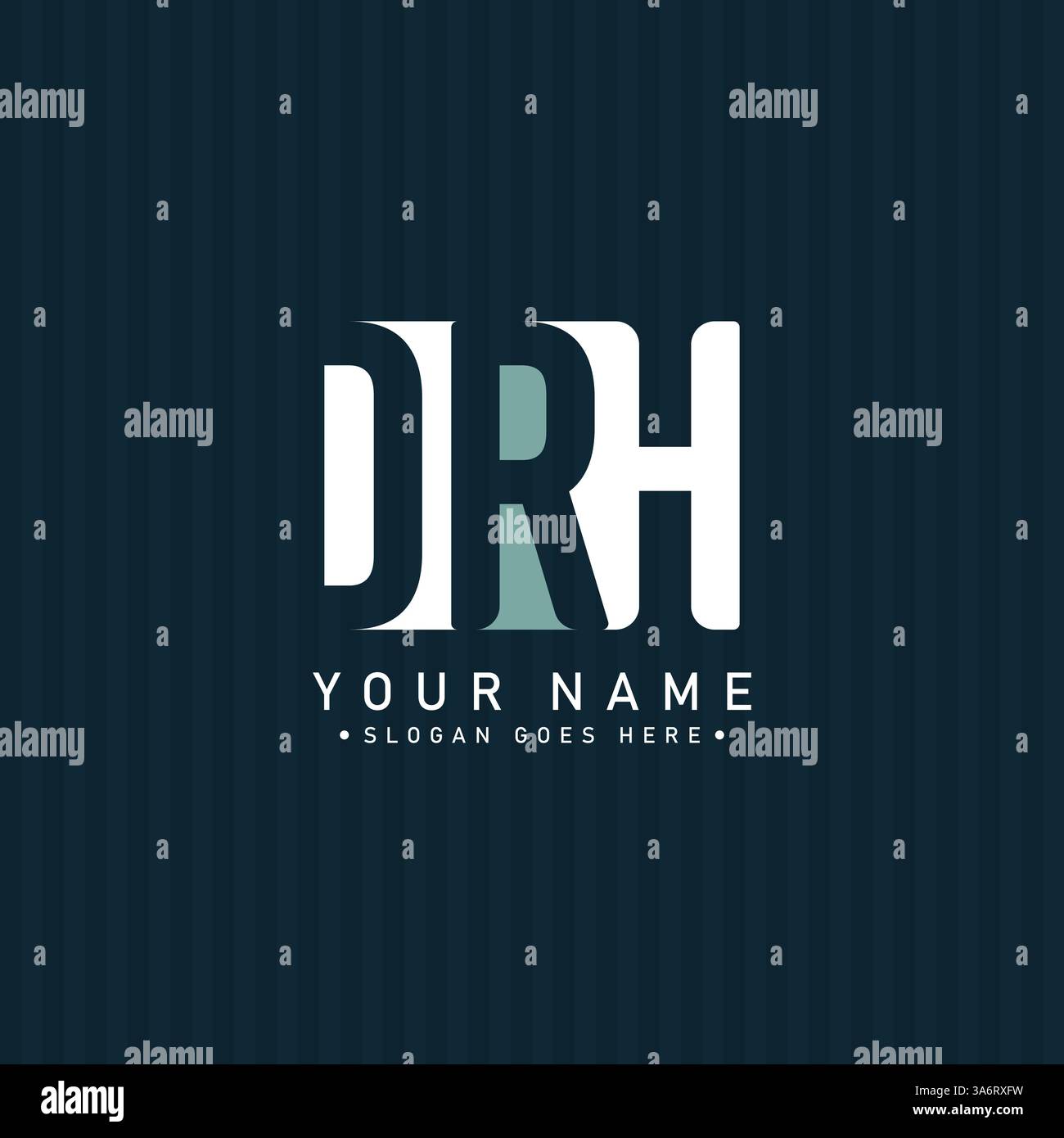 Logo vectoriel minimal DRH - logo commercial simple pour les initiales d, R et H. Illustration de Vecteur
