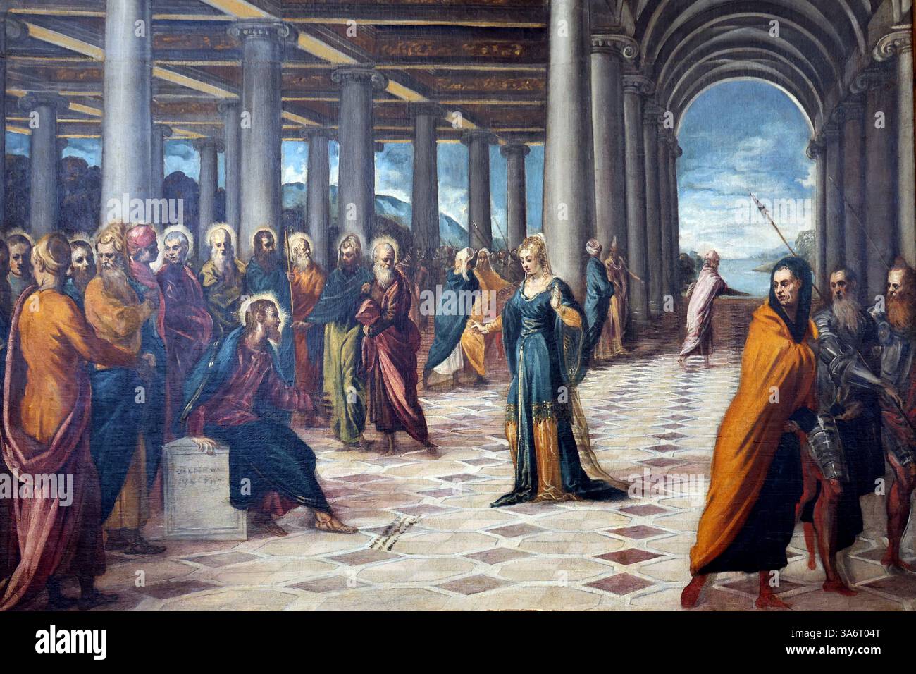 Tableau intitulé Christ et l'Adulteress pendaison au Palazzo Barberini à Rome Italie Banque D'Images