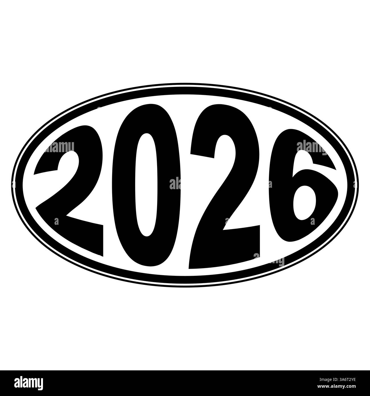 Autocollant ovale du nouvel an 2026, conception pour les promotions d'événements futurs Illustration de Vecteur