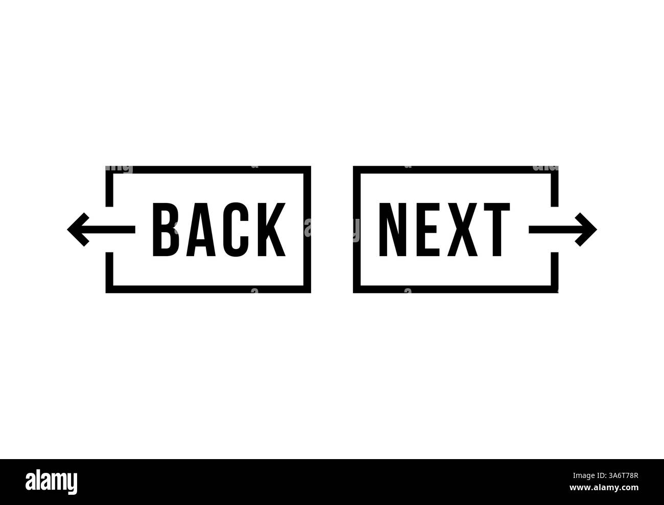 ligne fine noire bouton précédent et suivant Illustration de Vecteur