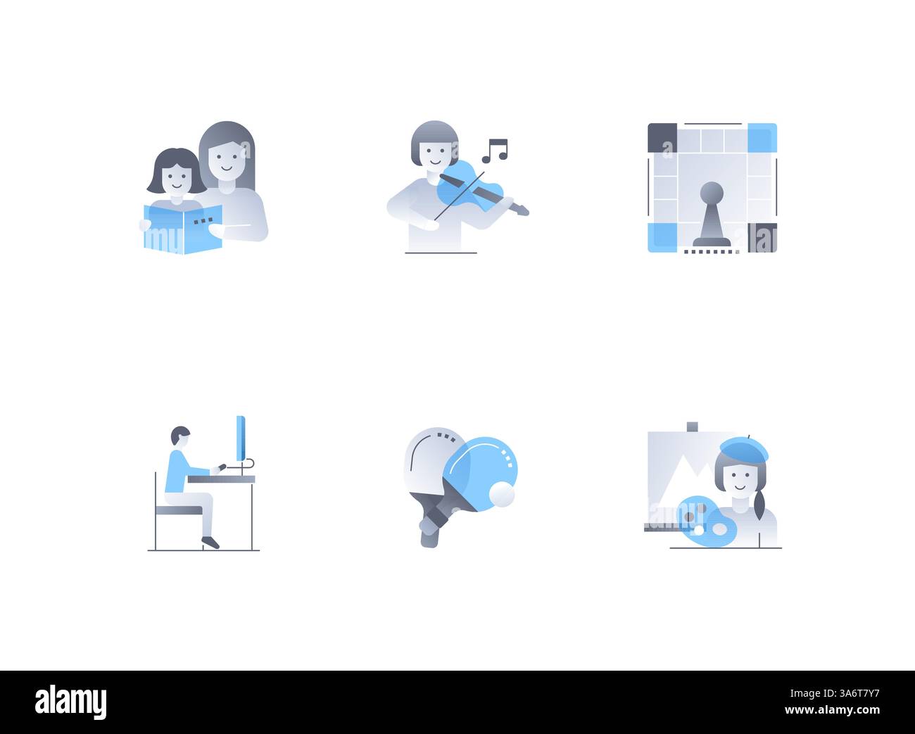 Loisirs et divertissement - ensemble d'icônes de style de design plat Illustration de Vecteur