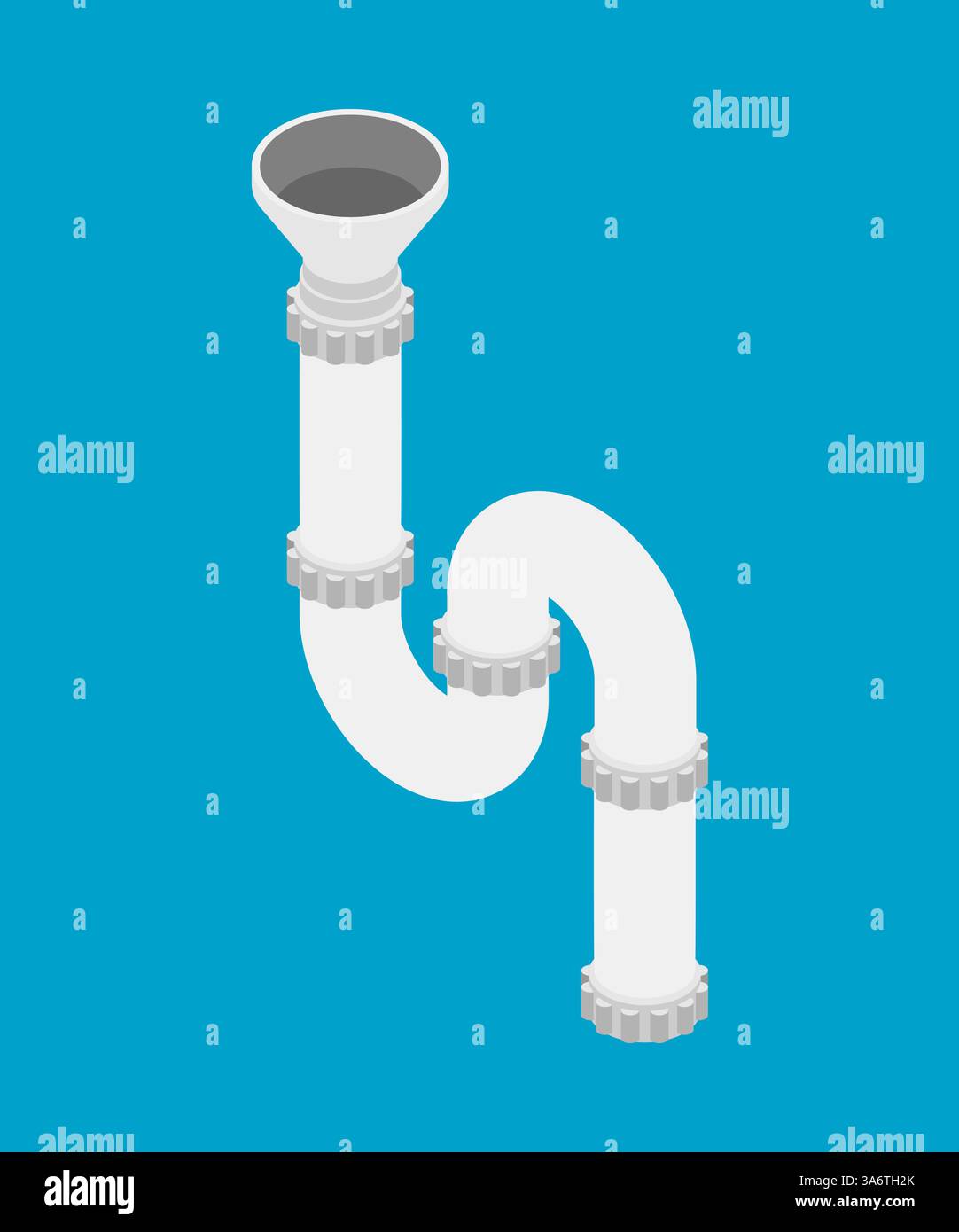 Siphon d'évier. Tuyau de plomberie courbe pour le drainage d'un évier Illustration de Vecteur