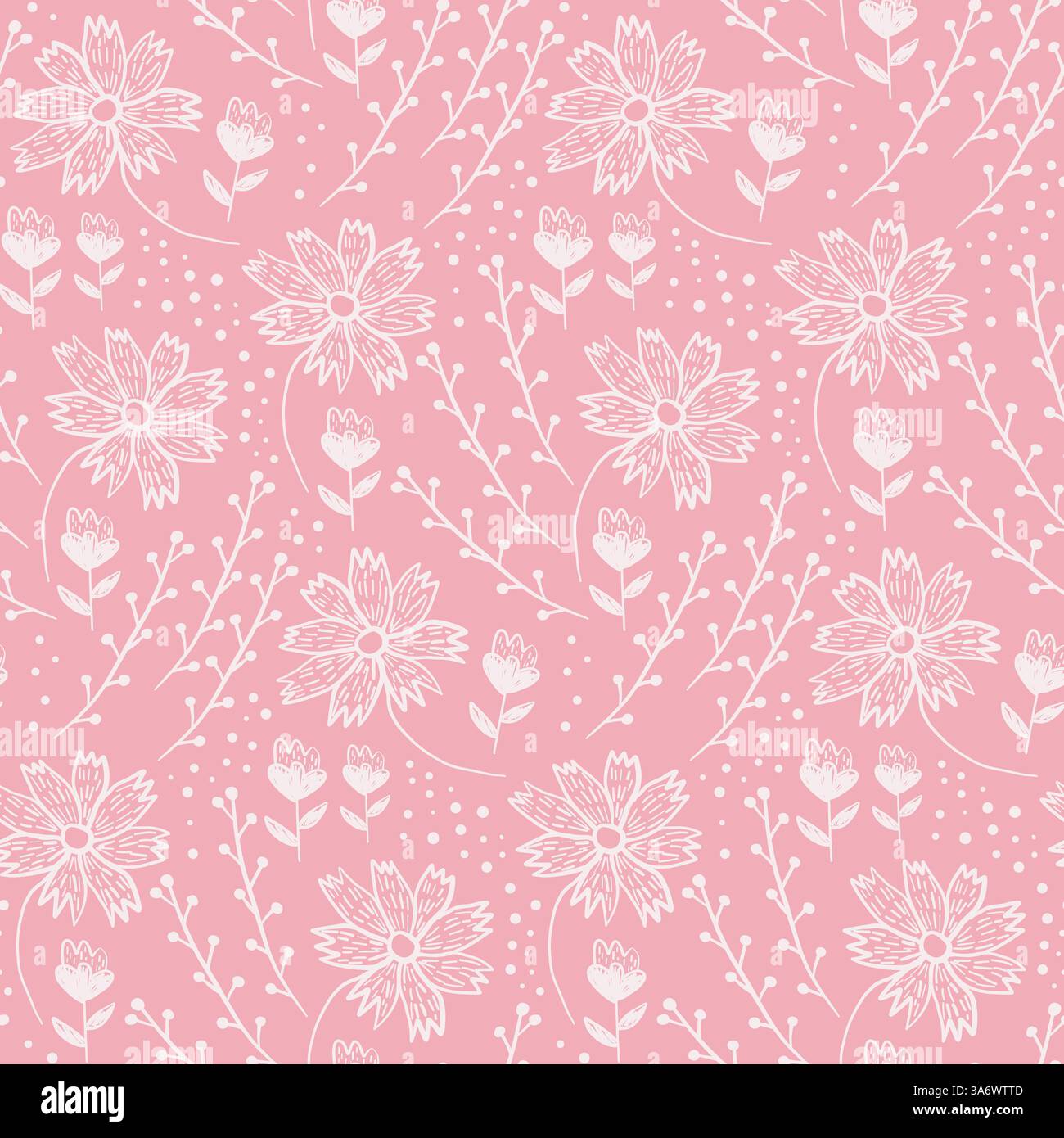 Motif floral corail tendance avec des fleurs et des herbes Illustration de Vecteur