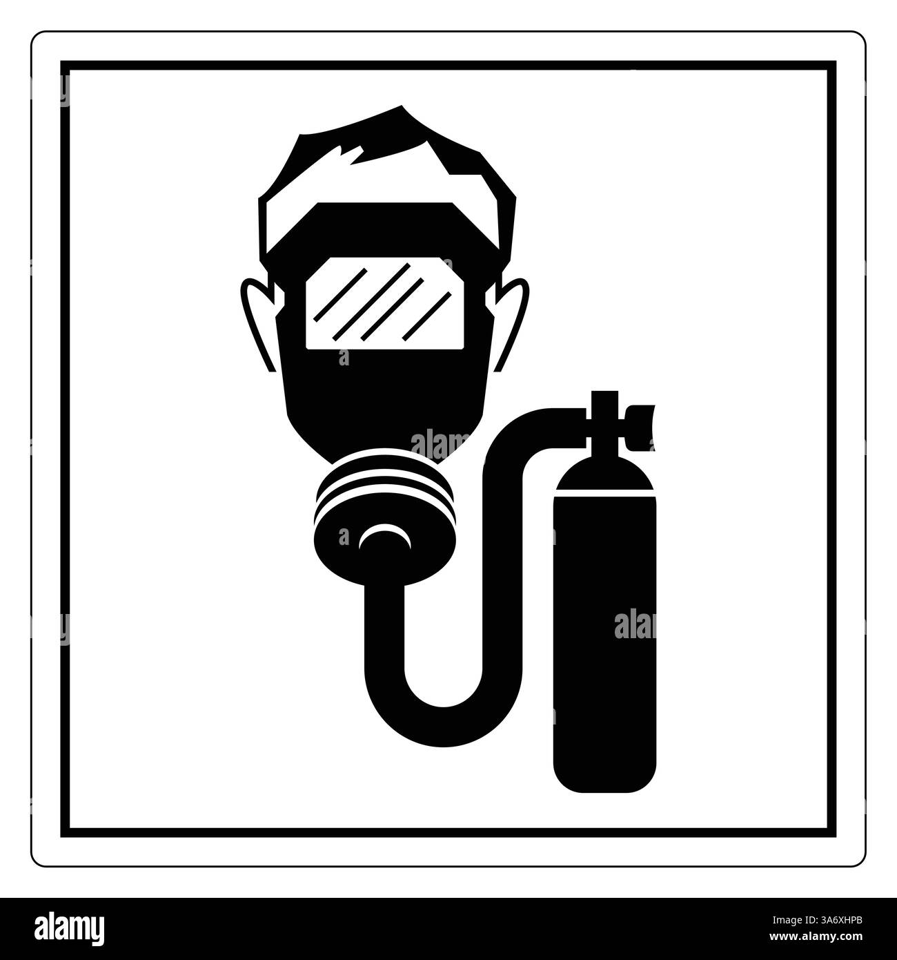 Illustration emblématique d'une personne portant un masque à gaz avec un appareil respiratoire pour la sécurité et la protection Illustration de Vecteur