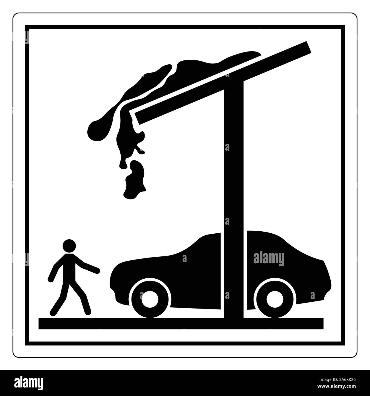 Panneau d'avertissement avec avertissement de déversement de voiture et d'huile indiquant un danger potentiel pour les piétons dans les zones urbaines Illustration de Vecteur