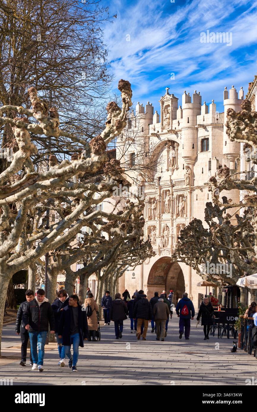 Arche de Santa Maria, Paseo del Espolón, Burgos, Castille-et-León, architecture médiévale, Espagne, Europe Banque D'Images