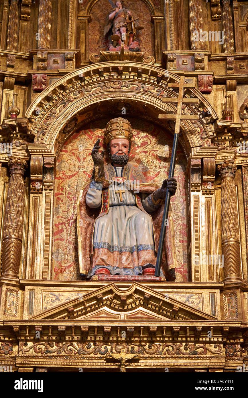 Chapelle de San Nicolás, XIIIe siècle, retable roman, cathédrale de Santa María, gothique français, Burgos, Castille-et-León, Espagne, Europe Banque D'Images