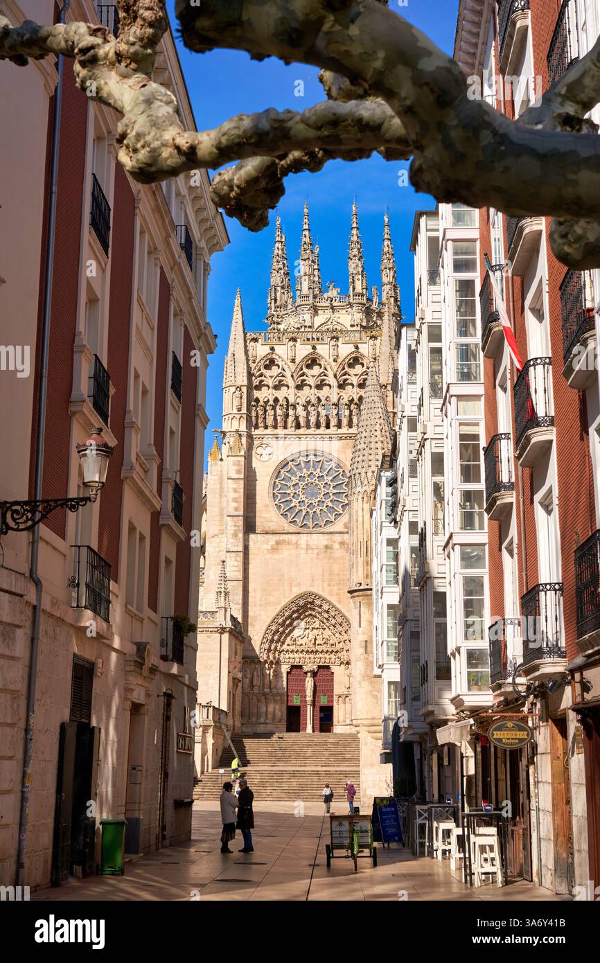 Puerta del Sarmental, Plaza Rey San Fernando, Cathédrale de Santa María, gothique français, Burgos, Castille-et-León, Espagne, Europe Banque D'Images