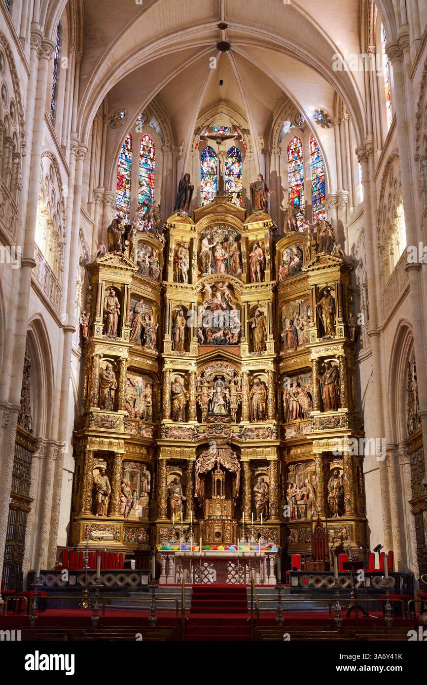 Retablo Mayor, 1562, Rodrigo y Martín de la Haya, Juan de Anchieta y Domingo de Bérriz, Cathédrale de Santa María, gothique français, Burgos, Castille et L. Banque D'Images